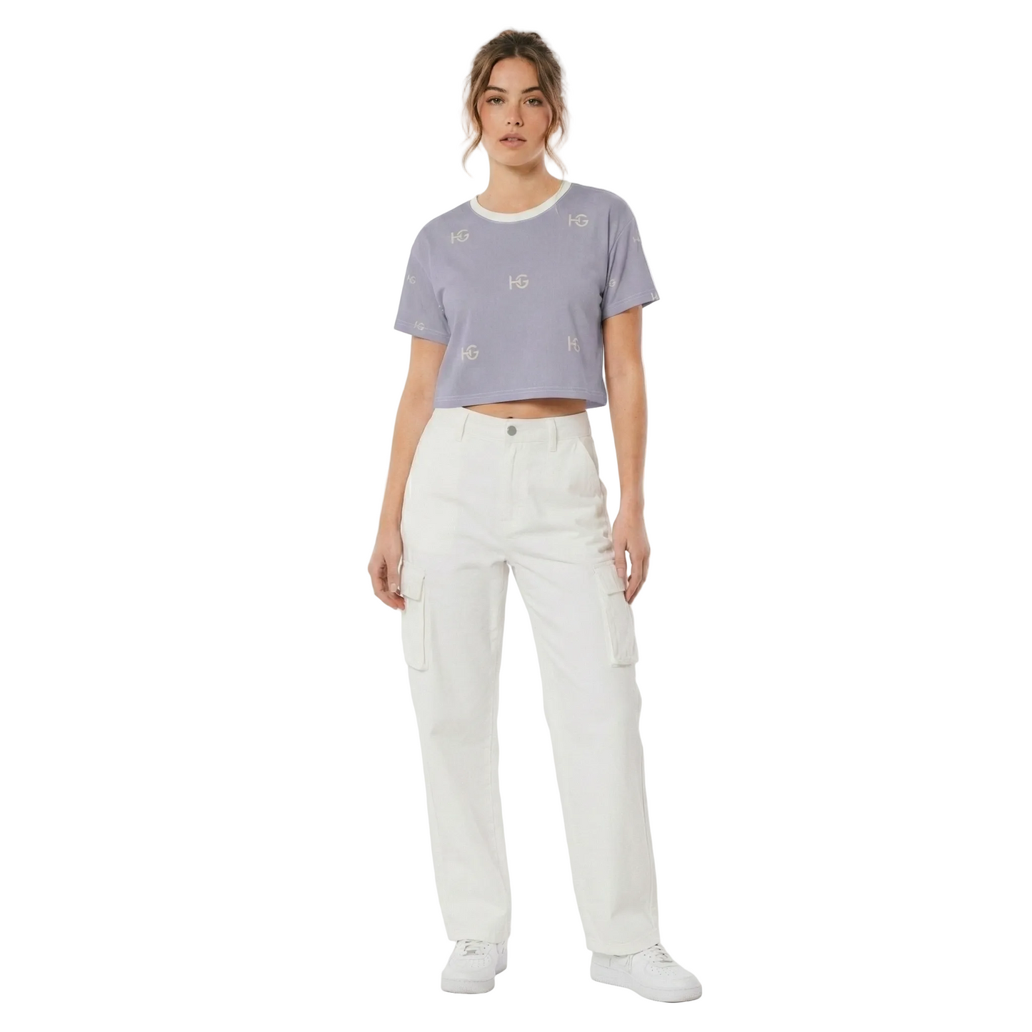 Lavender Monogram AOP Crop Tee