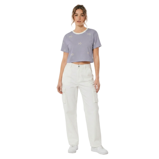 Lavender Monogram AOP Crop Tee