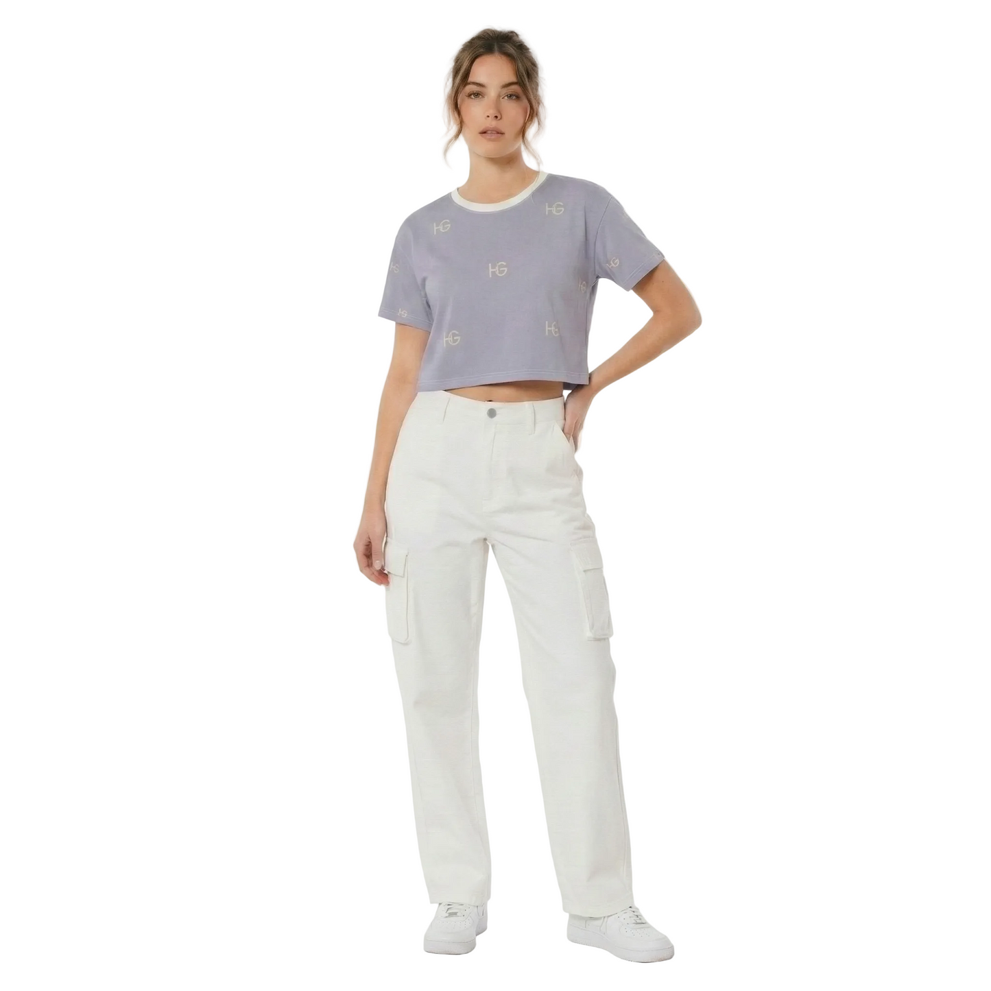 Lavender Monogram AOP Crop Tee