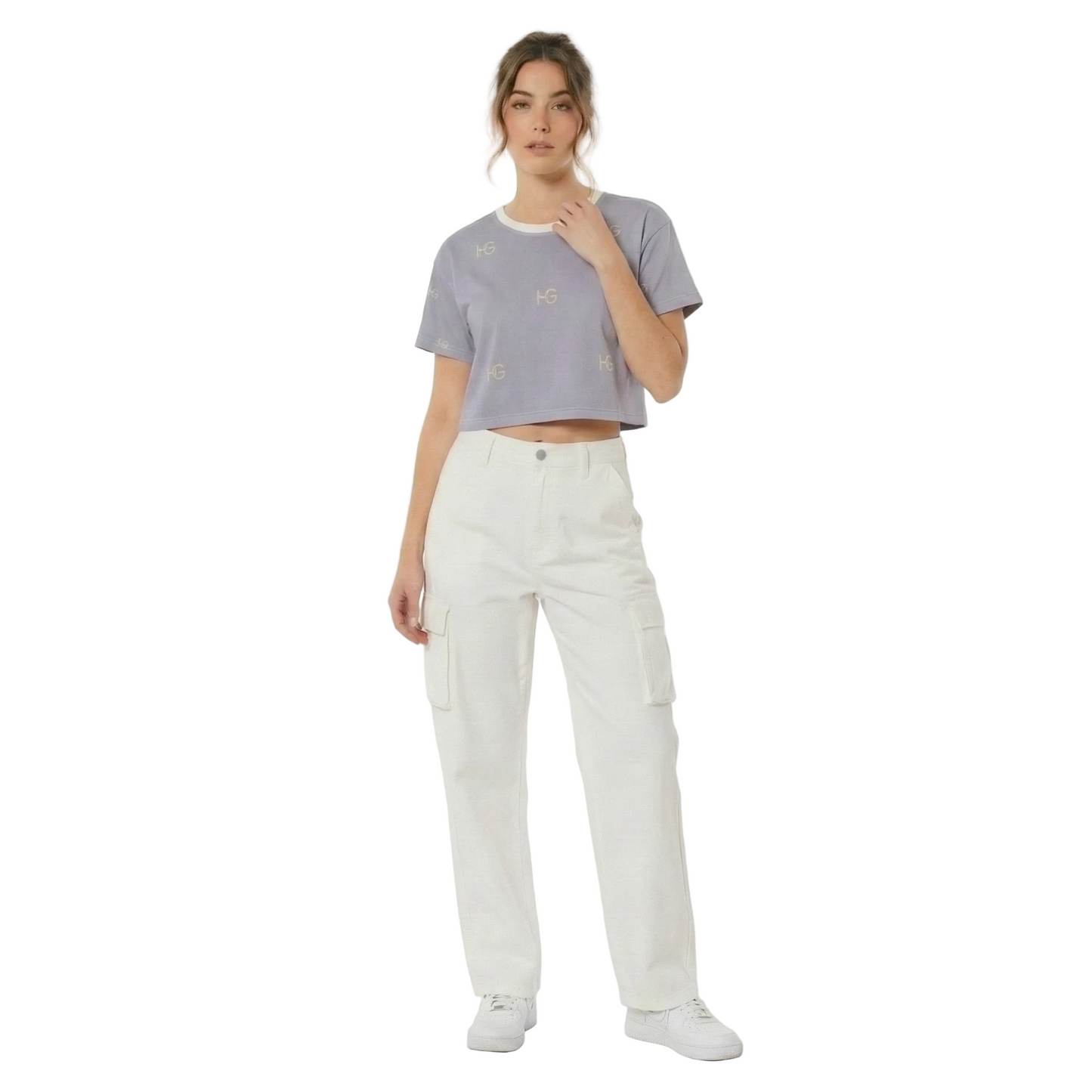 Lavender Monogram AOP Crop Tee