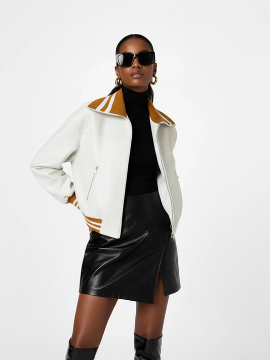 Women’s Color-Block PU Jacket – SOHO EDIT