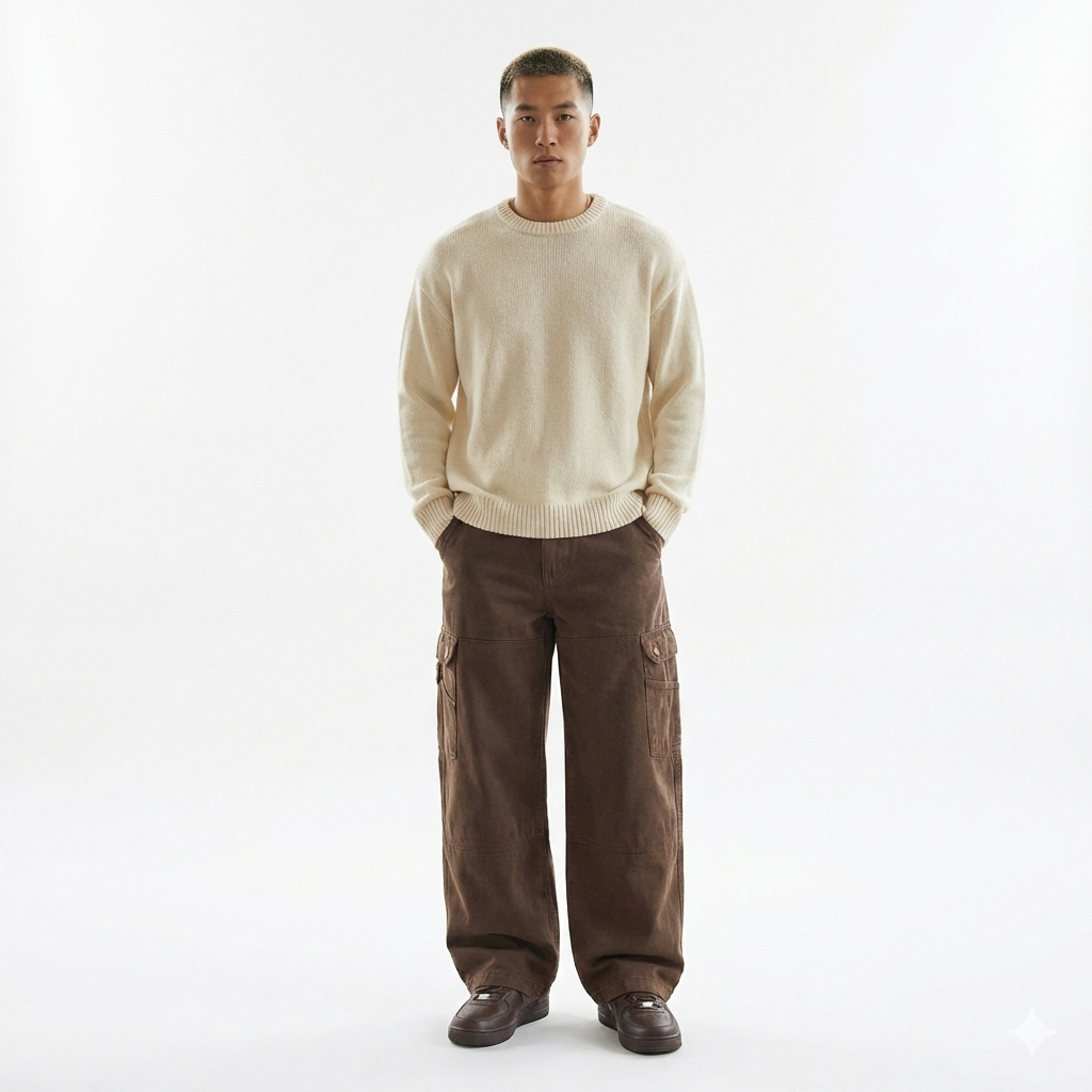House of Garmr Vintage Wash Wide-Leg Cargo Trousers